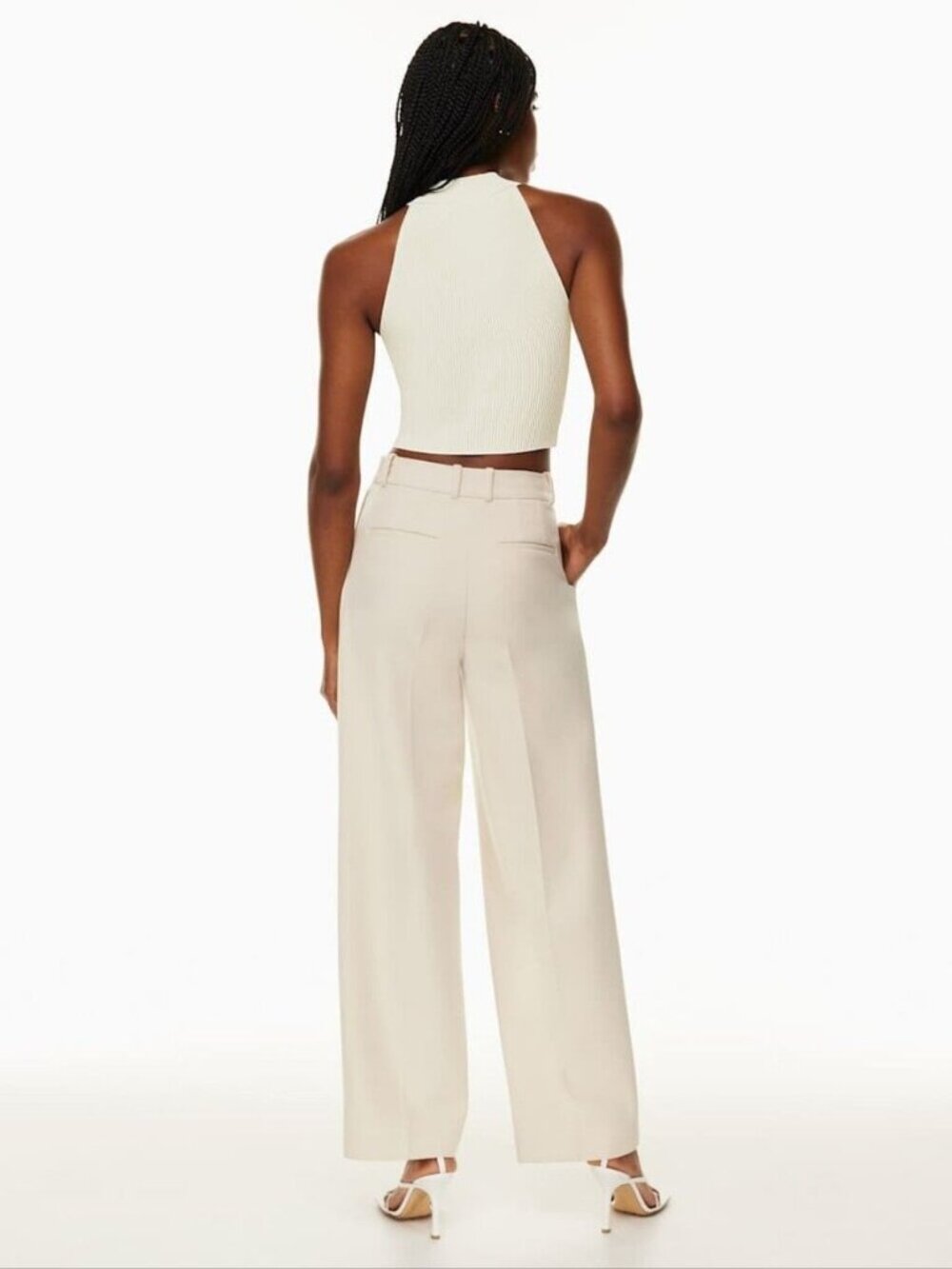 Aritzia Babaton Sculpt Knit Mockneck Halter Top Light Beige Size XS - Picture 5 of 8